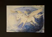 Horseexplore Flickan på Pegasus originalakvarell av Anette Kynman 1995